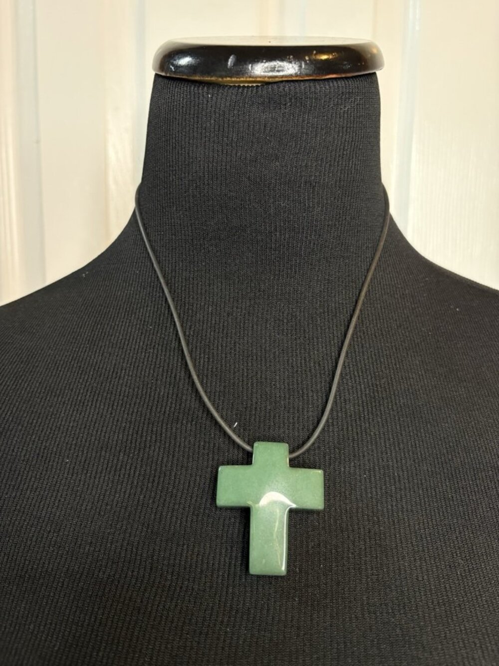 Jay King DTR Green Aventurine Cross Cord Necklace Sterling Silver 925 Signed
